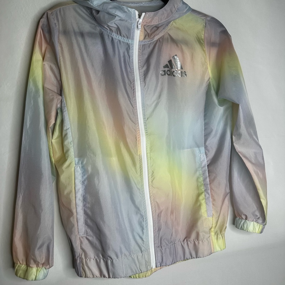 Adidas Gray and Yellow windbreaker Top